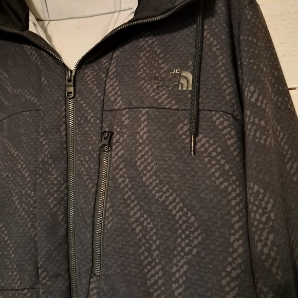 The North Face Mens Full Zip Jacket Size Small Black Pattern Windwall Hooded - Picture 3 of 10